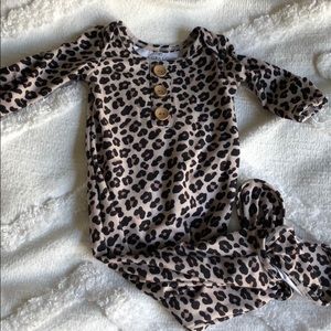Caden Lane newborn leopard knotted gown